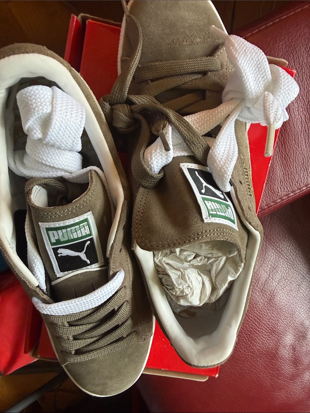 Men adidas Suede Low-Top Sneakers in Brown and Cream